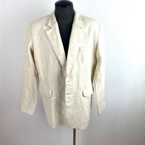 Island Importer Mens Natural Linen Blazer Jacket Monaco 44 Reg Two Button NWT
